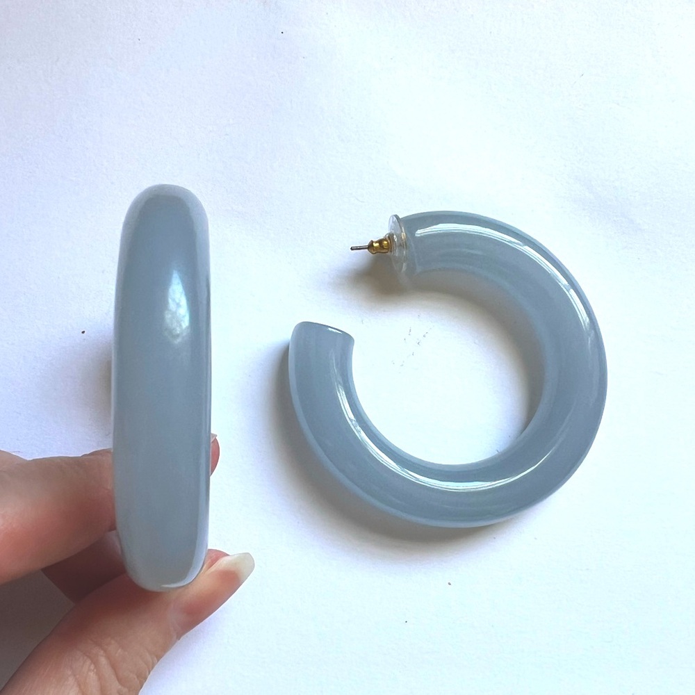 BaubleBar Light Blue Lucite Hoop Earrings - Picture 5 of 5